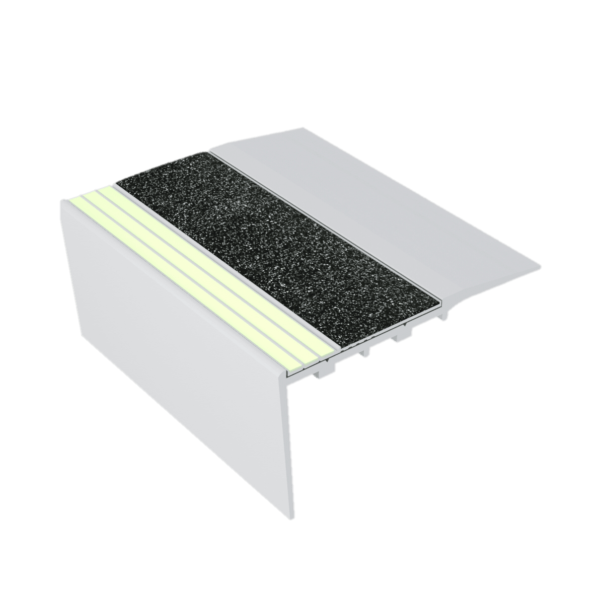 Kinesik - Ecoglo RC5-E30 Nez de marche photoluminescent pour tapis avec bande antidérapante noire 3.5" (vendu en pied linéaire)