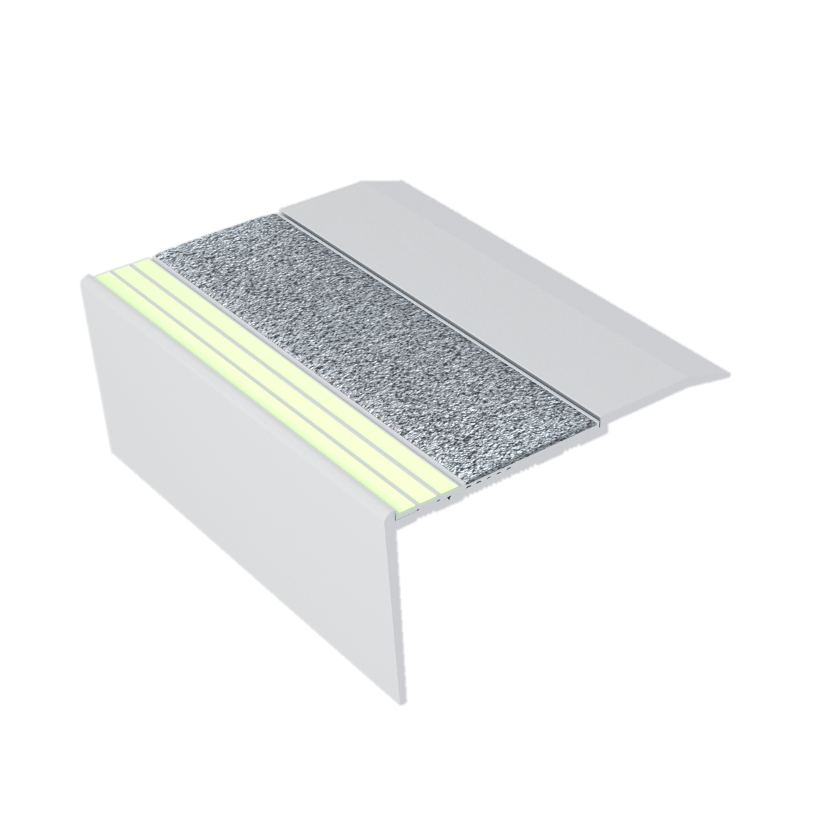 Kinesik - Ecoglo RF7-E30 Photoluminescent Flat Stair Nosing with Grey Anti-Slip Strip 3.5" (vendu en pied linéaire)