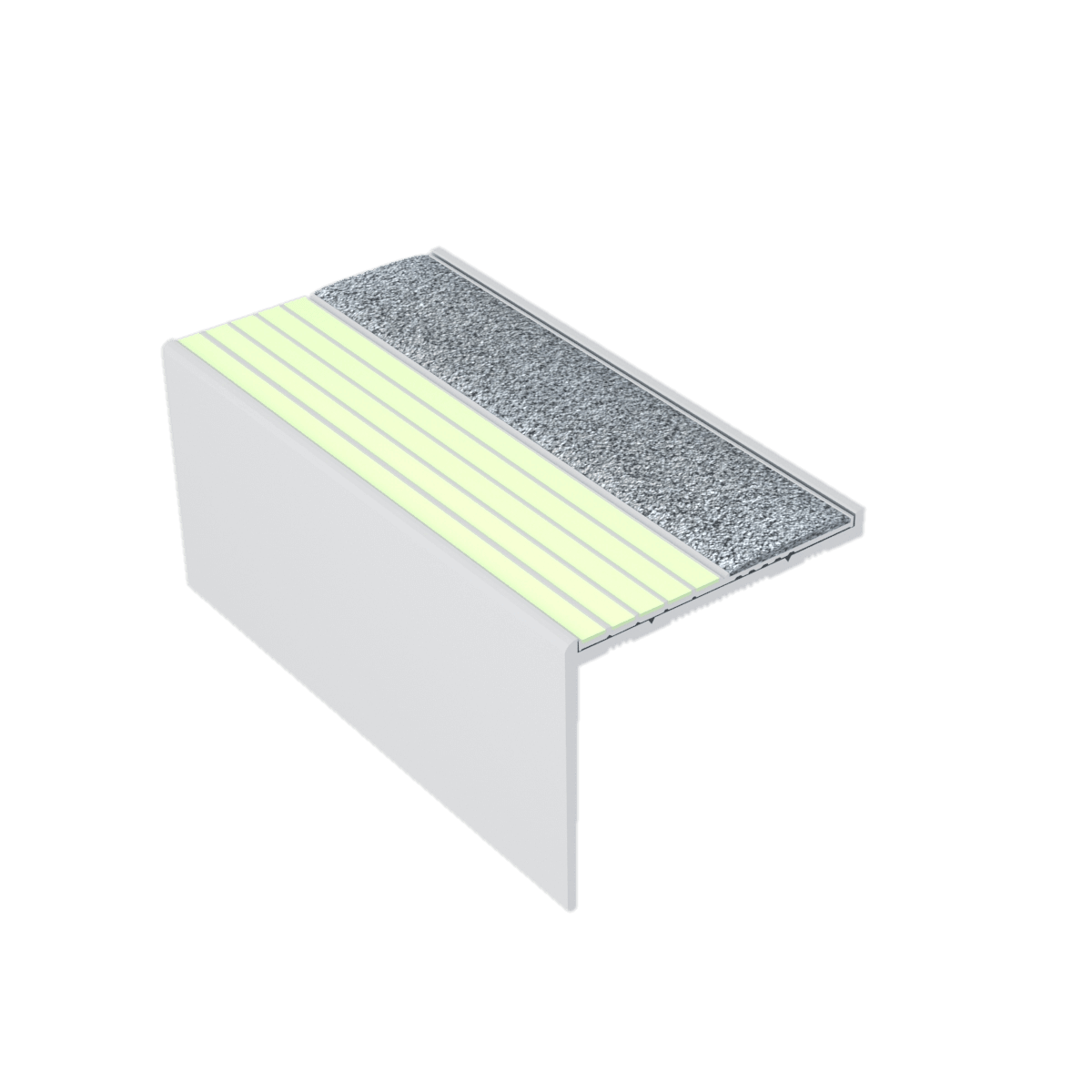 Kinesik - Ecoglo RFA7B-E40 Photoluminescent Flat Stair Nosing with Grey Anti-Slip Strips 2.19" (vendu en pied linéaire)