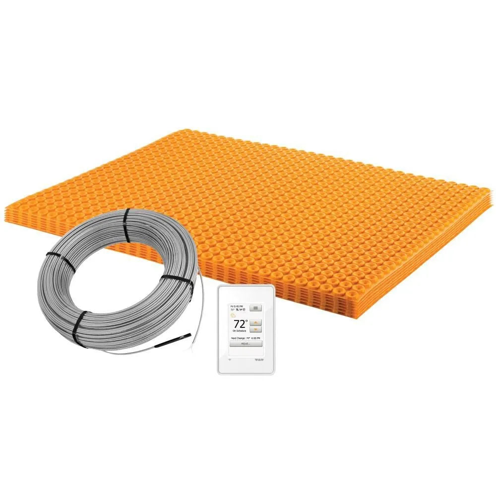 Schluter - Ensemble de Plancher Chauffant DITRA-HEAT-E-KIT - Membrane (42 pi²) Câble (26.7 pi²) 120V avec Thermostat programmable Wi-Fi à écran tactile ||DHEKRT12056