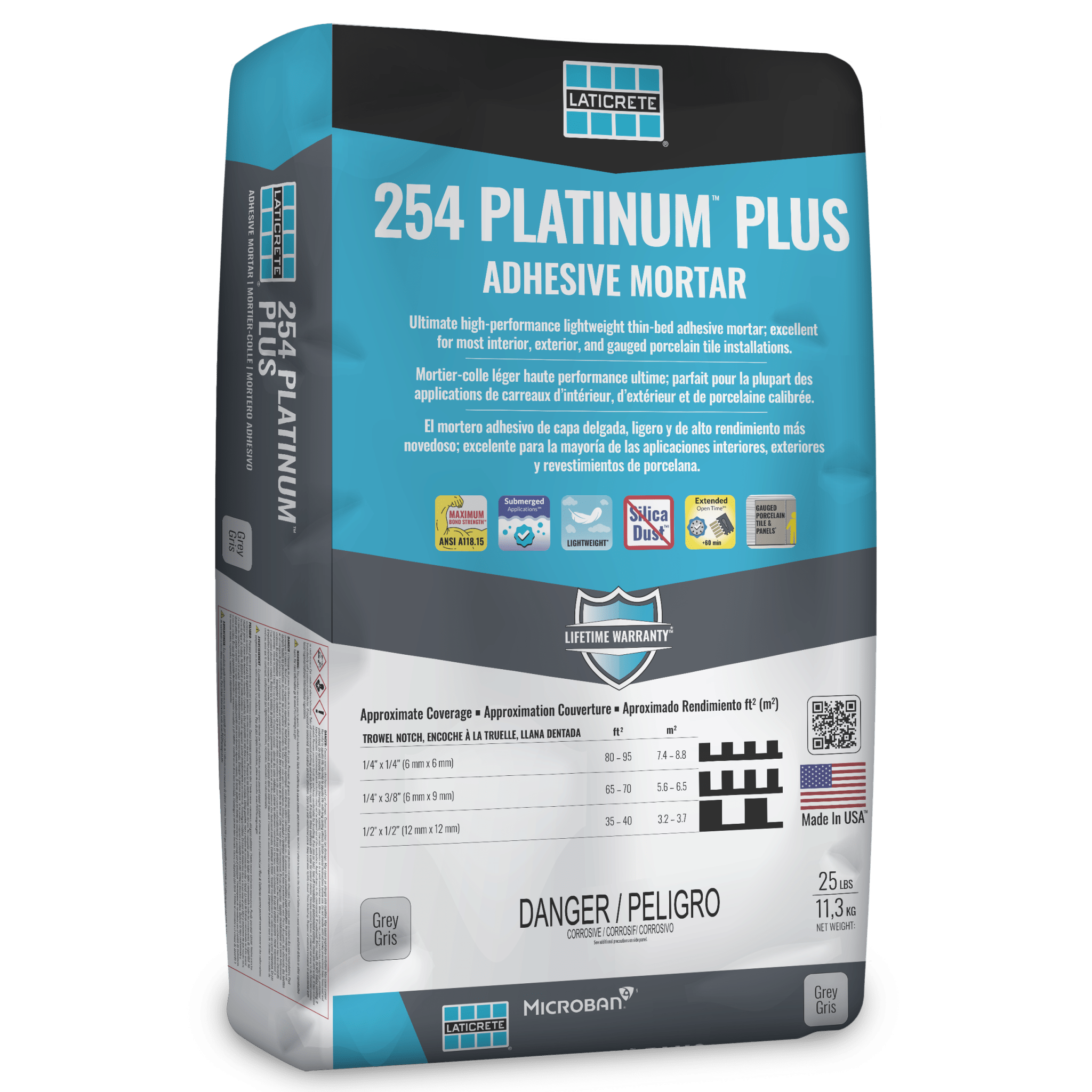 Laticrete - 254 Platinum Plus Coulis à céramique Gris 11.3 kg