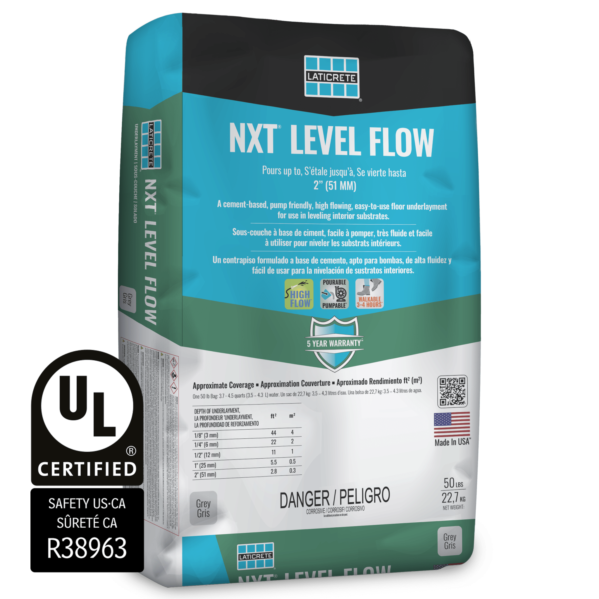 Laticrete - NXT Level Flow Sous-couche à base de ciment autonivellante gris 50 lb