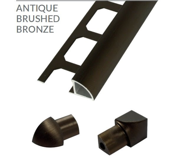 Laticrete - RO2 Profilé mural rond en aluminium anodisé bronze antique brossé - 10 mm x 2.5 m