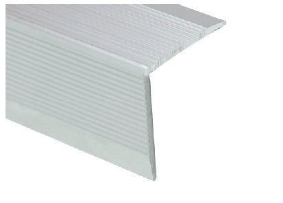 M-D PRO - Nez de marche carré en aluminium avec tombant Perforations en zigzag #BCL Bright Clear 1 3/8" x 12'
