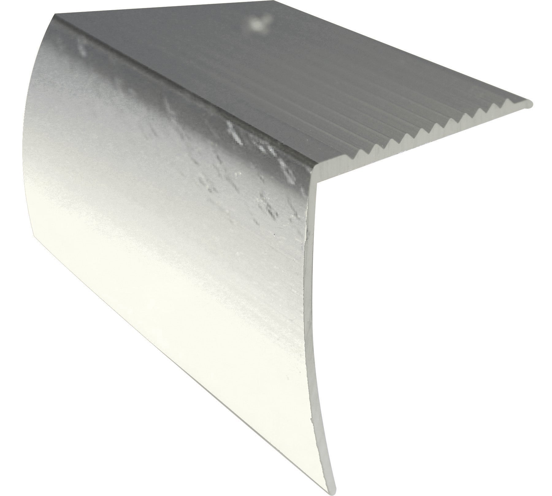 M-D PRO - Nez de marche en aluminium avec tombant Argent martelé 2" x 12'