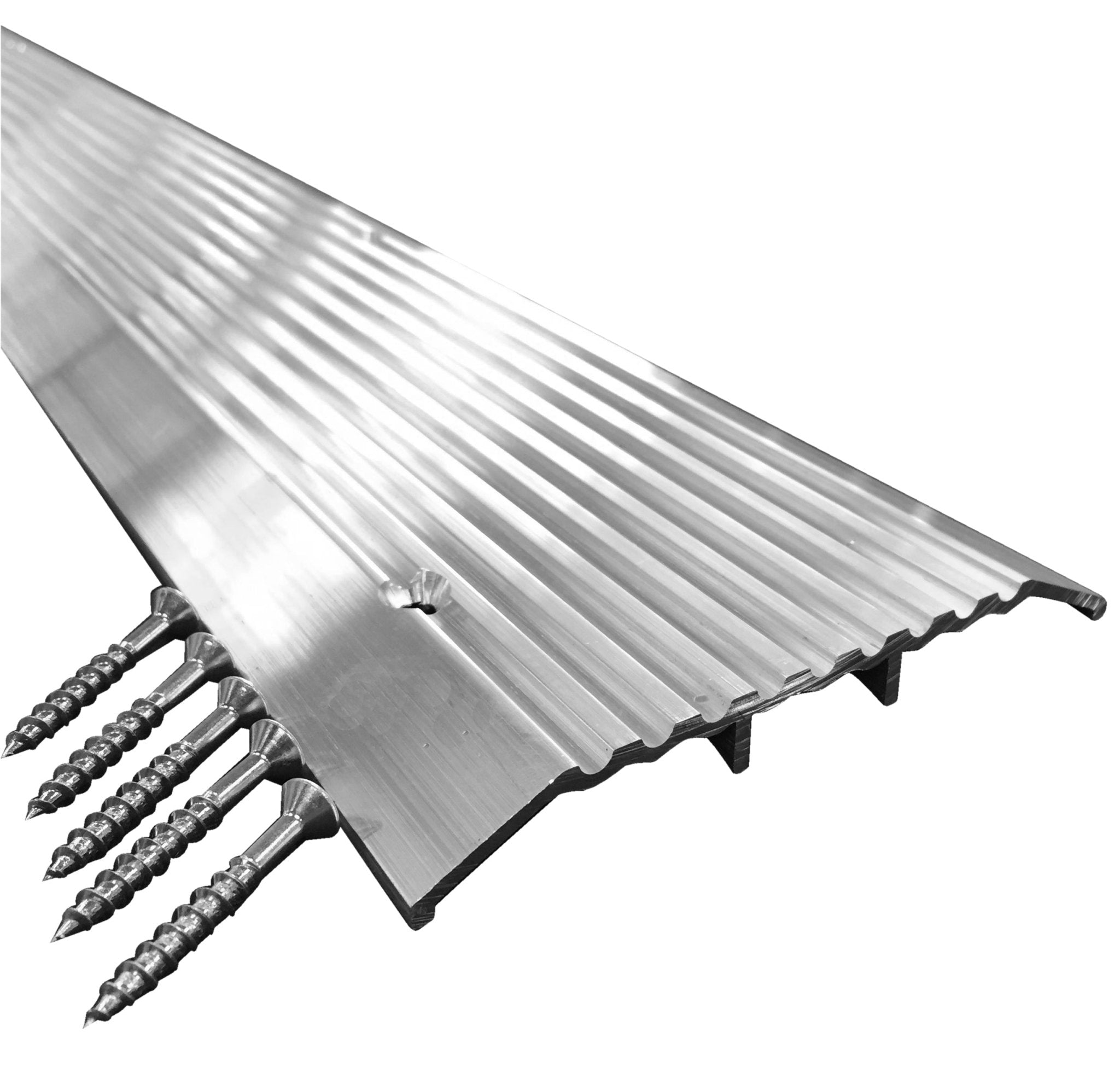 M-D PRO - Seuils de porte en aluminium, Perforations au centre - Finition d'usinage - 5" x 12'