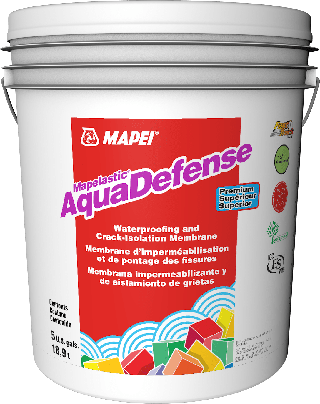 Mapei - AquaDefense Membrane d'imperméabilisation anti-fissures de qualité supérieure - 18.9 L
