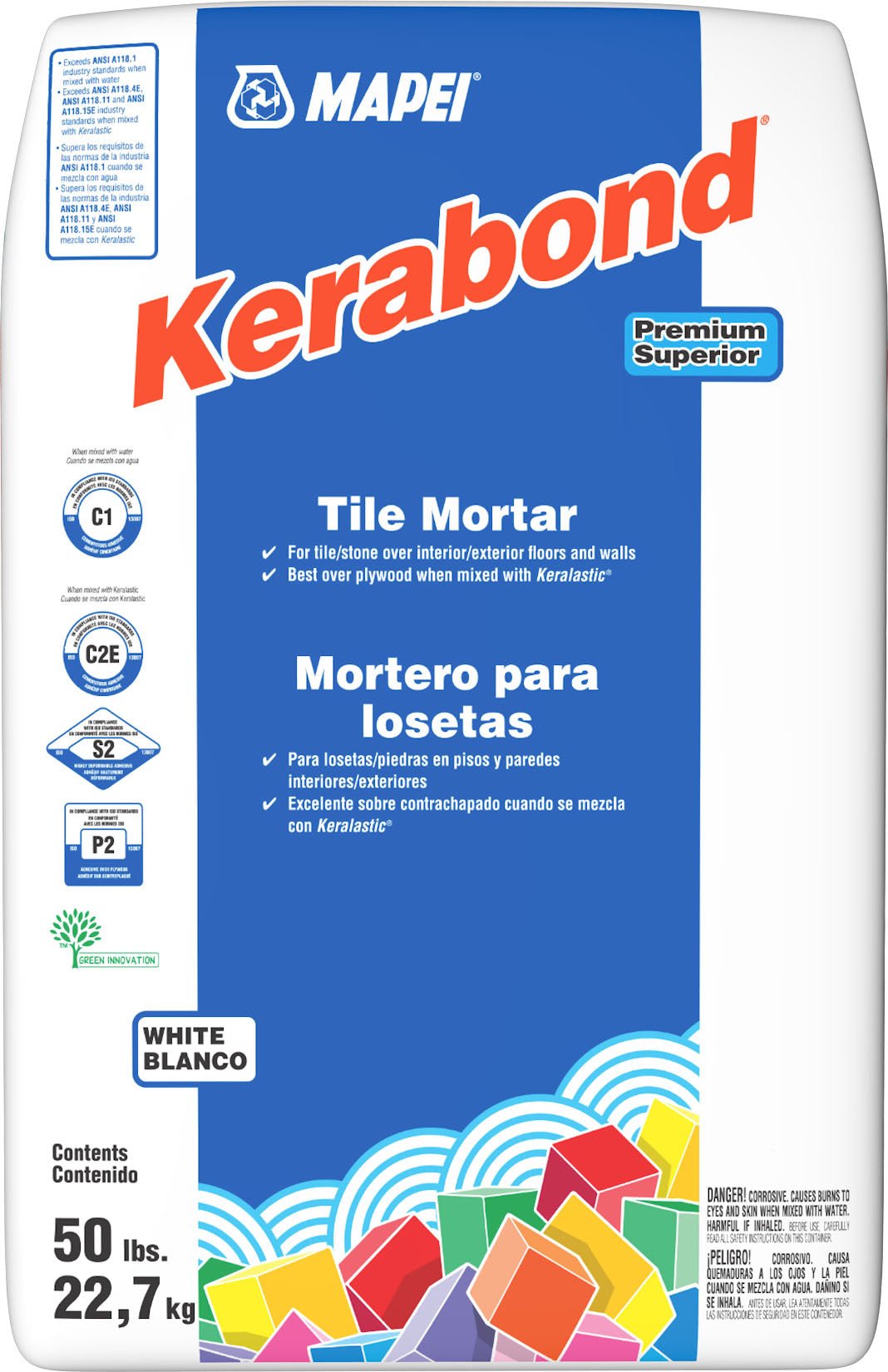 Mapei - Kerabond Cimentcolle de qualité supérieure pour carreaux Blanc 22.7 kg