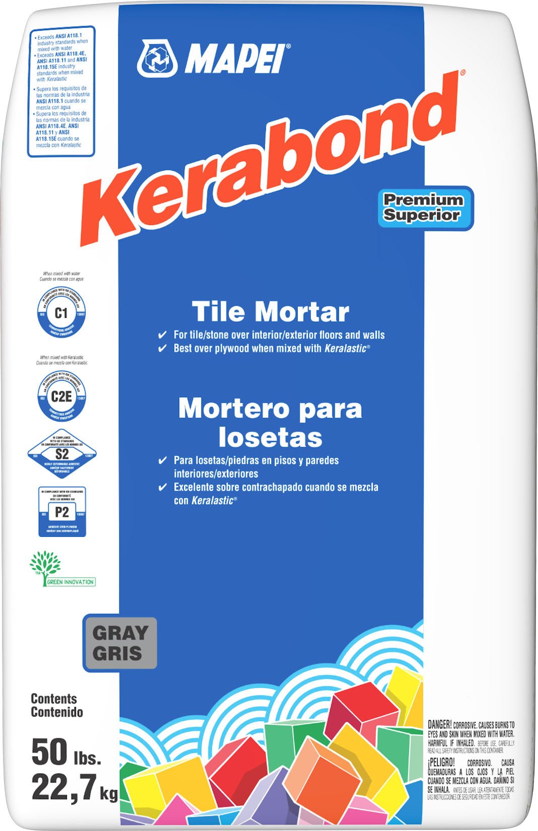 Mapei - Kerabond Cimentcolle de qualité supérieure pour carreaux Gris 22.7 kg