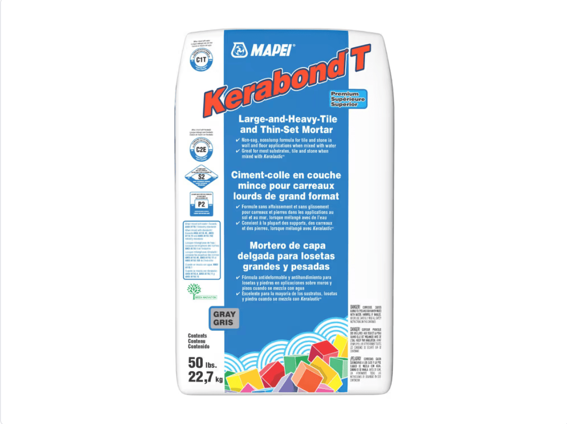 Mapei - Kerabond T - Ciment-colle en couche mince pour carreaux lourds de grand format - Gris 50 lb - Ceramed