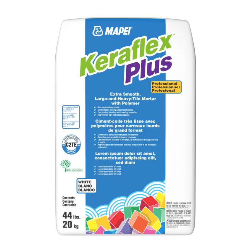 Mapei - Keraflex Plus - Ciment-colle très lisse pour carreaux lourds de grand format - Blanc 44 lb - Ceramed