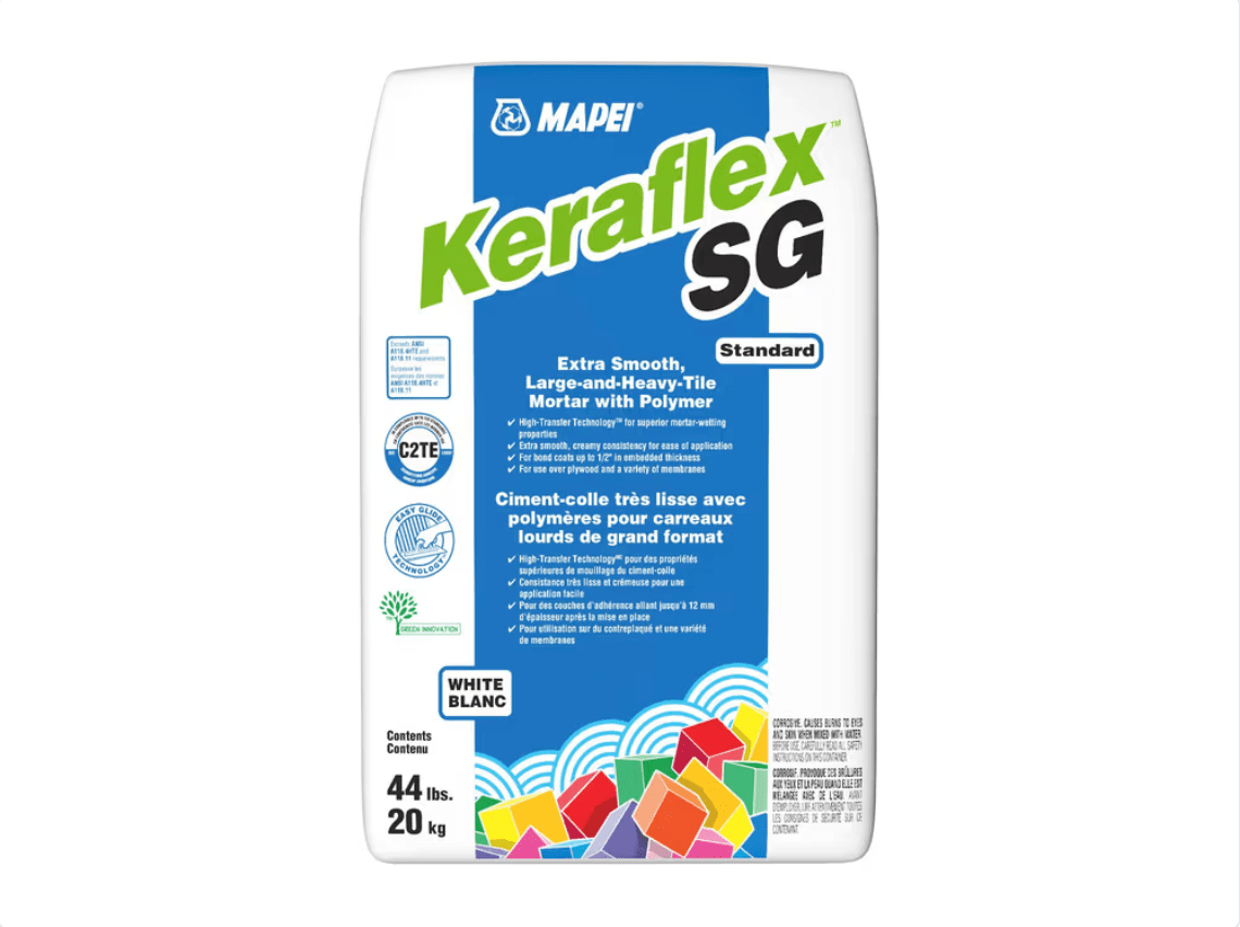 Mapei - Keraflex SG - Ciment-colle très lisse pour carreaux lourds de grand format - Blanc 44 lb - Ceramed