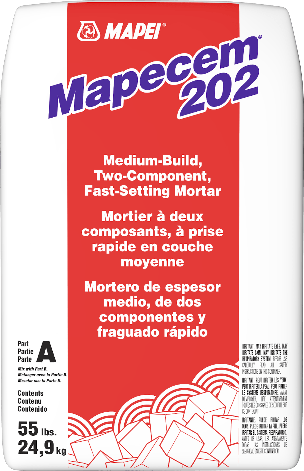 Mapei - Mapecem 202 Mortier à prise rapide en couche moyenne Partie A 24.9 kg