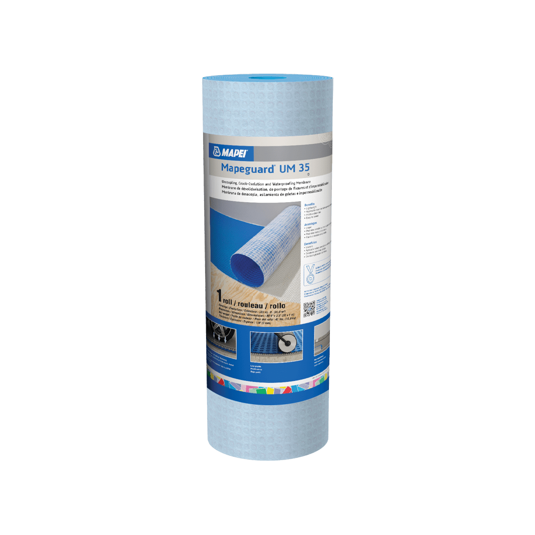 Mapei - Mapeguard UM 35 [NA] Membrane de désolidarisation, d'isolation des fissures et d'étanchéité 3' 3" x 98' 4" - 3 mm (323 pi²)