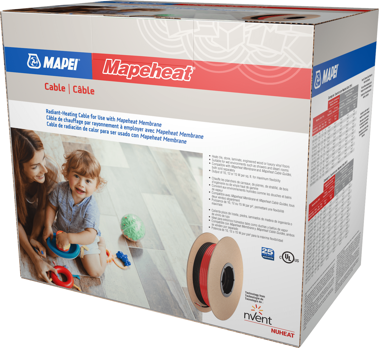 Mapei - Mapeheat Radiant Câble chauffant 120V 148 pied linéaire  (40 pi² approx.*)