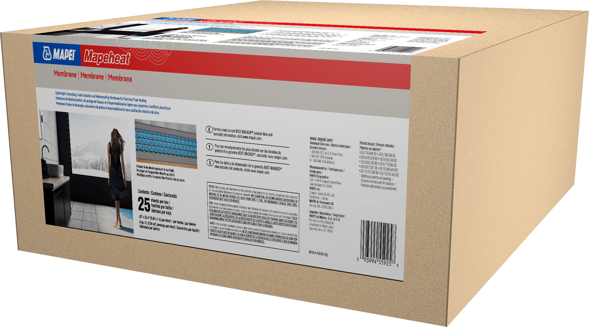 Mapei - Mapeheat Membrane en feuille 7/32" x 2' 9" x 3' 3" (9 pi²)