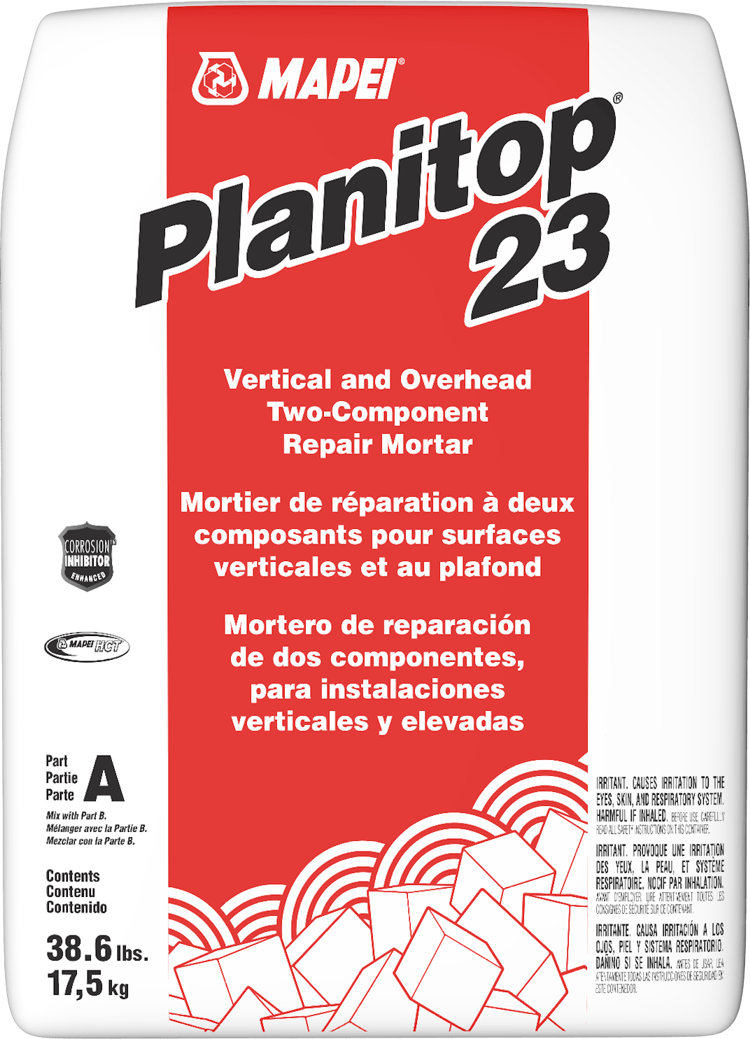 Mapei - Planitop 23 Mortier de réparation pour surfaces verticales et plafonds Partie A - 38.6 lb