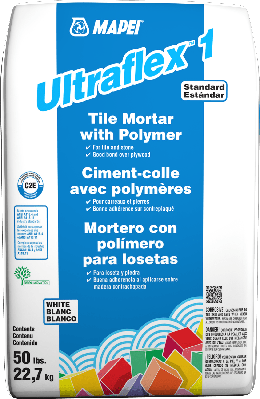 Mapei - Ultraflex 1 Ciment-colle modifié aux polymères, Blanc - 50 lb