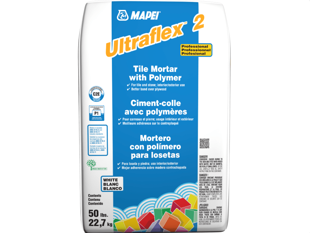 Mapei - Ultraflex 2 - Ciment-colle de qualité professionnelle avec polymères - Blanc 50 lb - Ceramed