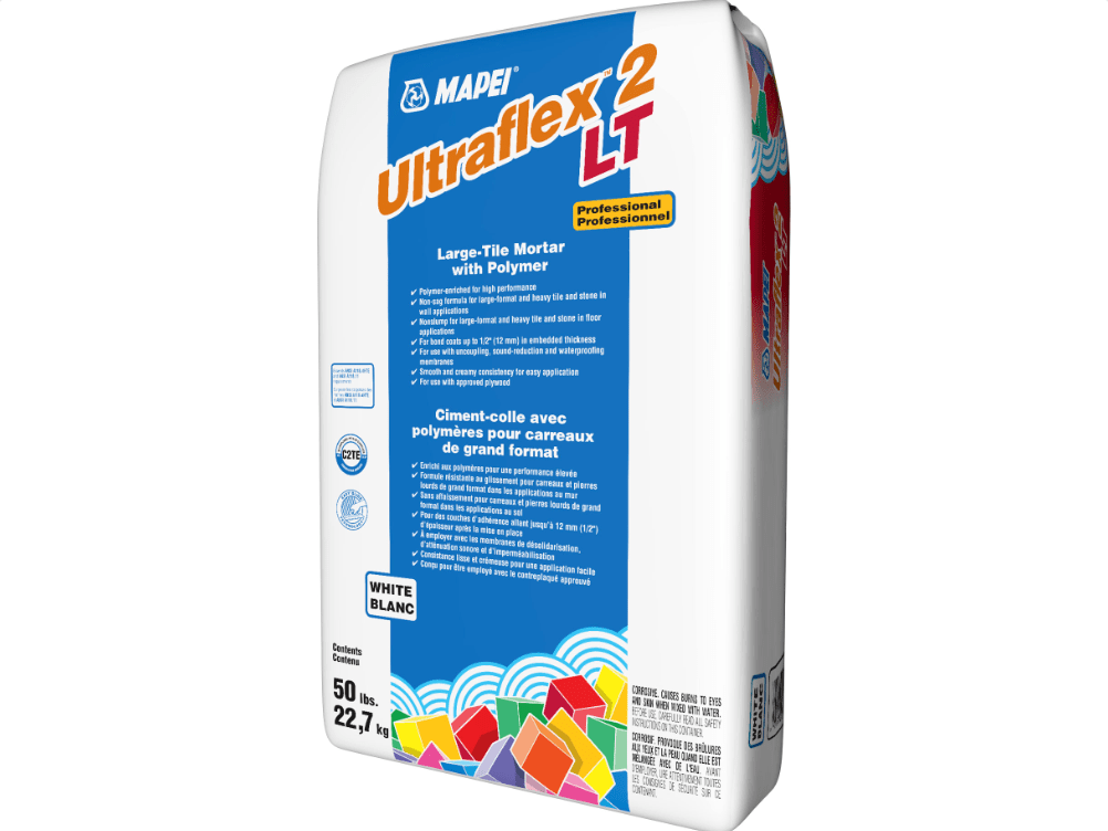 Mapei - Ultraflex 2 LT - Ciment-colle avec polymères pour carreaux de grand format - Blanc 50 lb - Ceramed