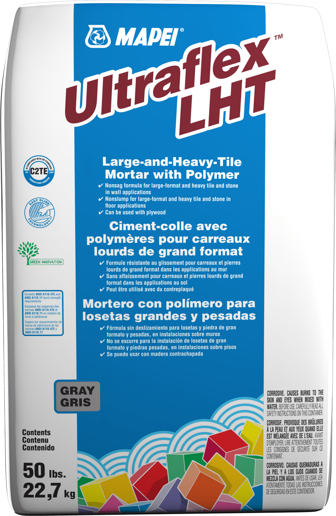 Mapei - Ultraflex LHT Cimentcolle de qualité professionnelle pour carreaux lourds de grand format Gris 22.7 kg