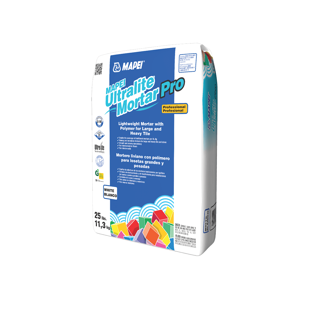 Mapei - Ultralite Mortar Pro - Ciment-colle léger pour carreaux lourds de grand format - Blanc 25 lb - Ceramed