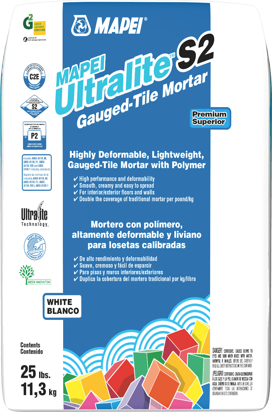 Mapei - Ultralite S2 Ciment-colle léger avec polymères hautement déformable, Blanc - 25 lb