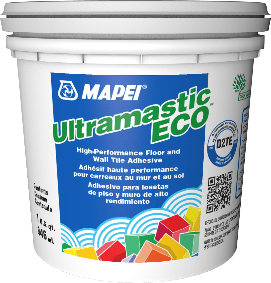 Mapei - Ultramastic ECO Adhésif haute performance pour carreaux de sol et de mur - 946 mL