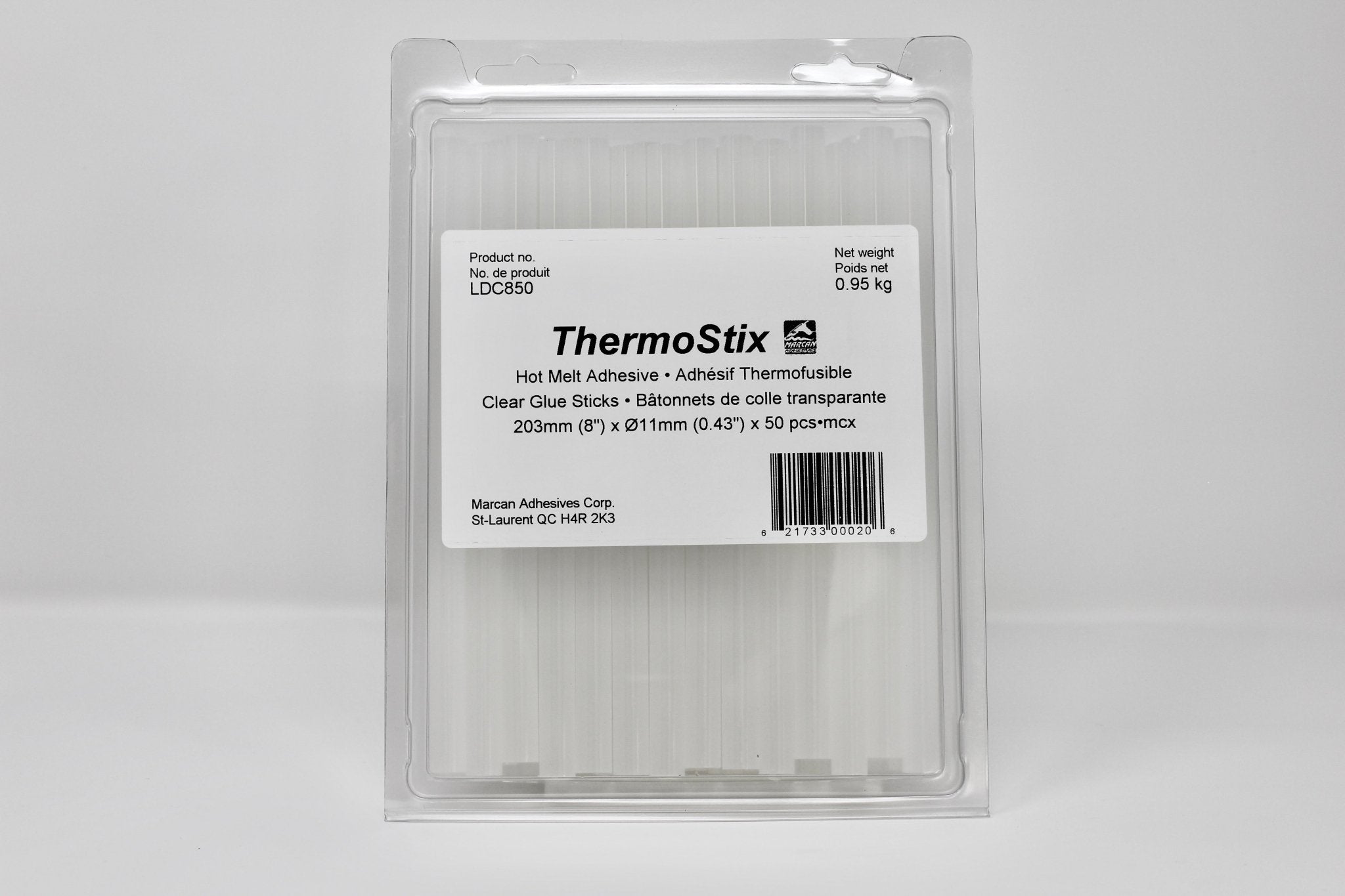 Marcan Adhesives - ThermoStix adhésif thermofusible 0.95 kg net × Ø11 mm × 204 mm clair (approx. 50 bâtonnets)