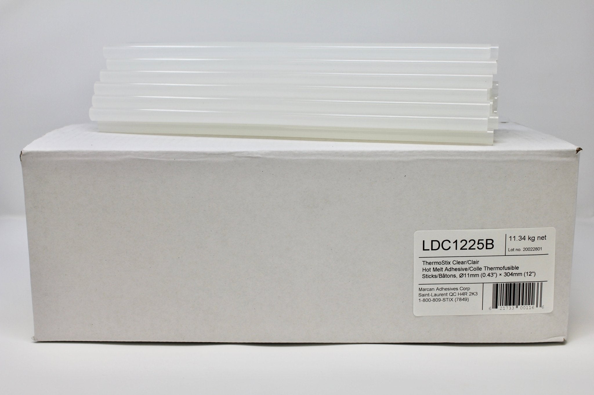 Marcan Adhesives - ThermoStix Adhésif thermofusible clair 11.34 kg net × Ø11 mm × 304 mm (approx. 390 bâtonnets)