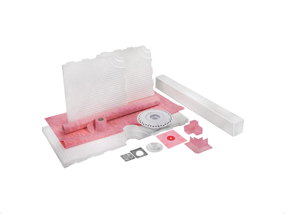 M-D PRO ProvaShower System Kit de douche drain centré en pvc et grille fini laiton 48" x 48" ||TT8306BRS05