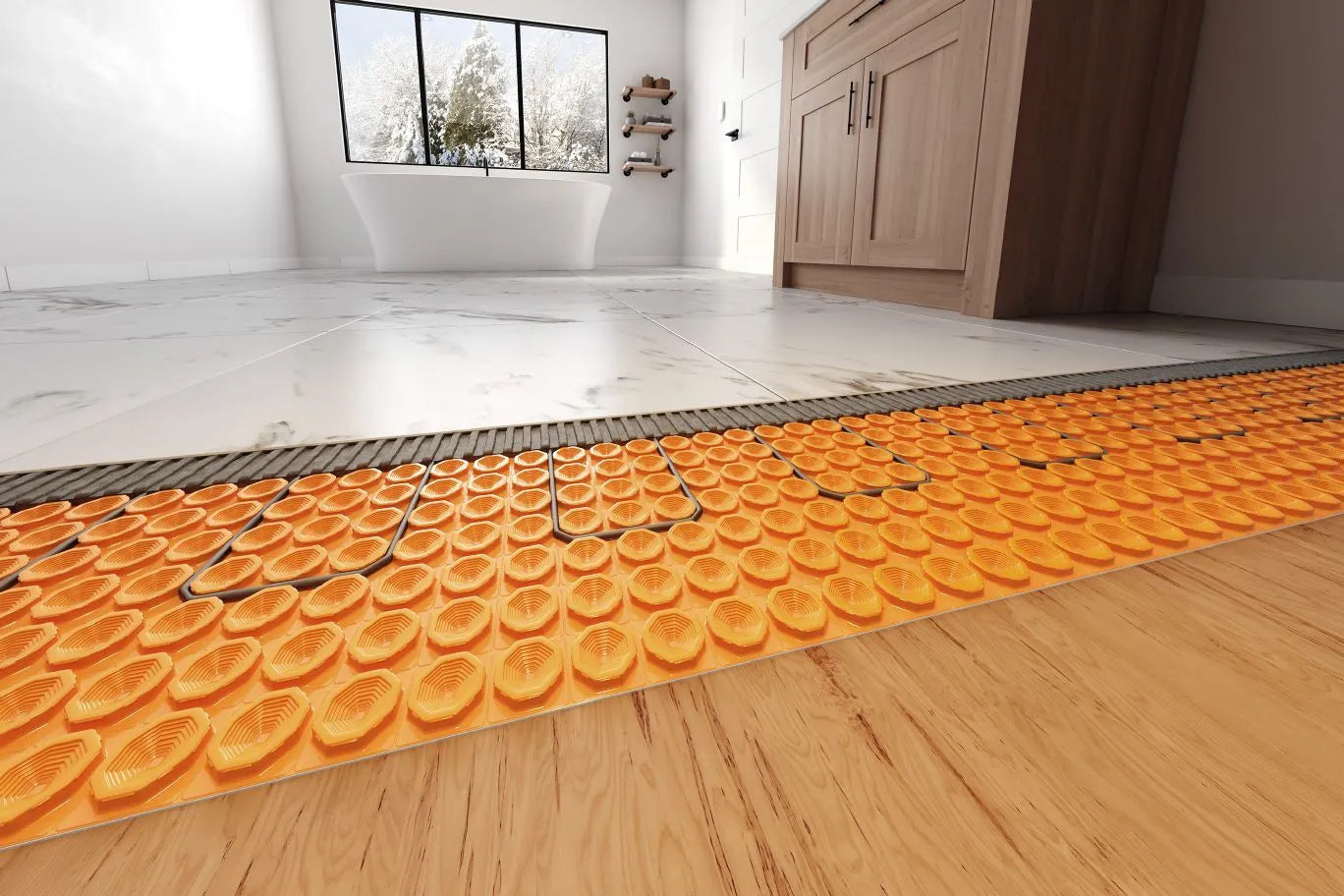 2' 7" x 3' 3" - (8.4 ft²) 8 mm - Schluter DITRA-HEAT-DUO-PS Self-adhesive uncoupling membrane in panel for underfloor heating ||DHDPS8MA