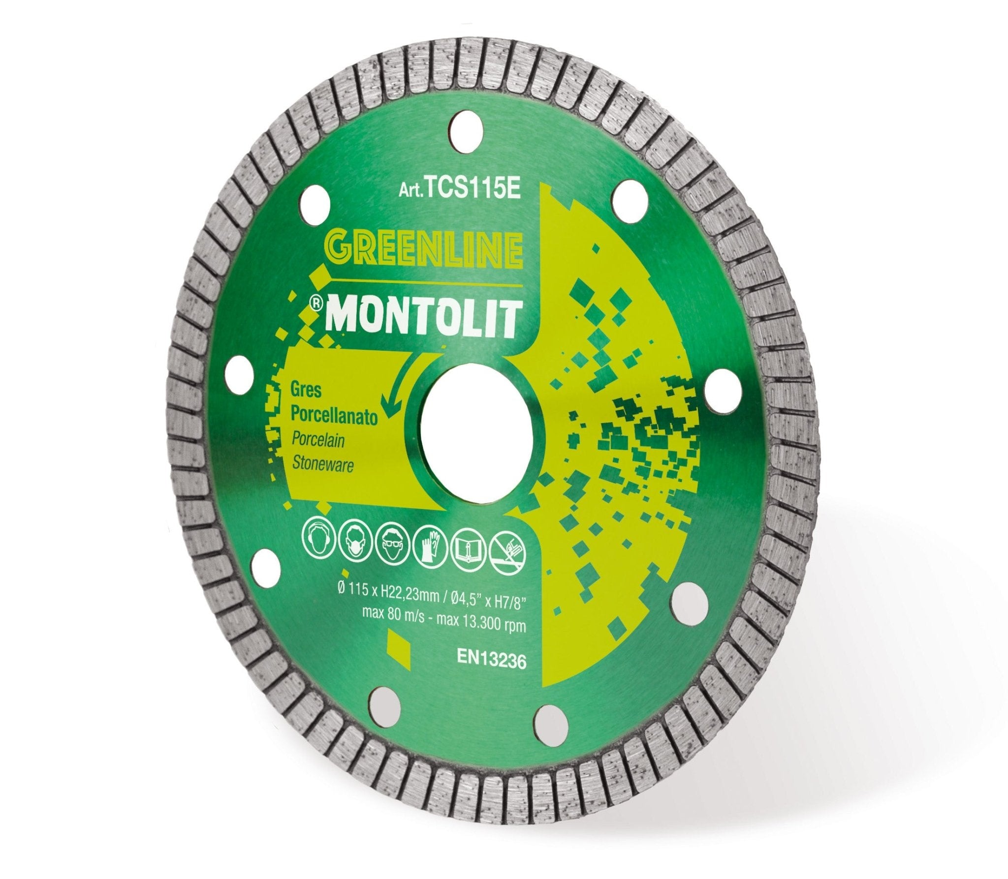 Montolit - TURBO Lame diamantée Green Line pour coupe à l'eau et à sec 4 1/2"