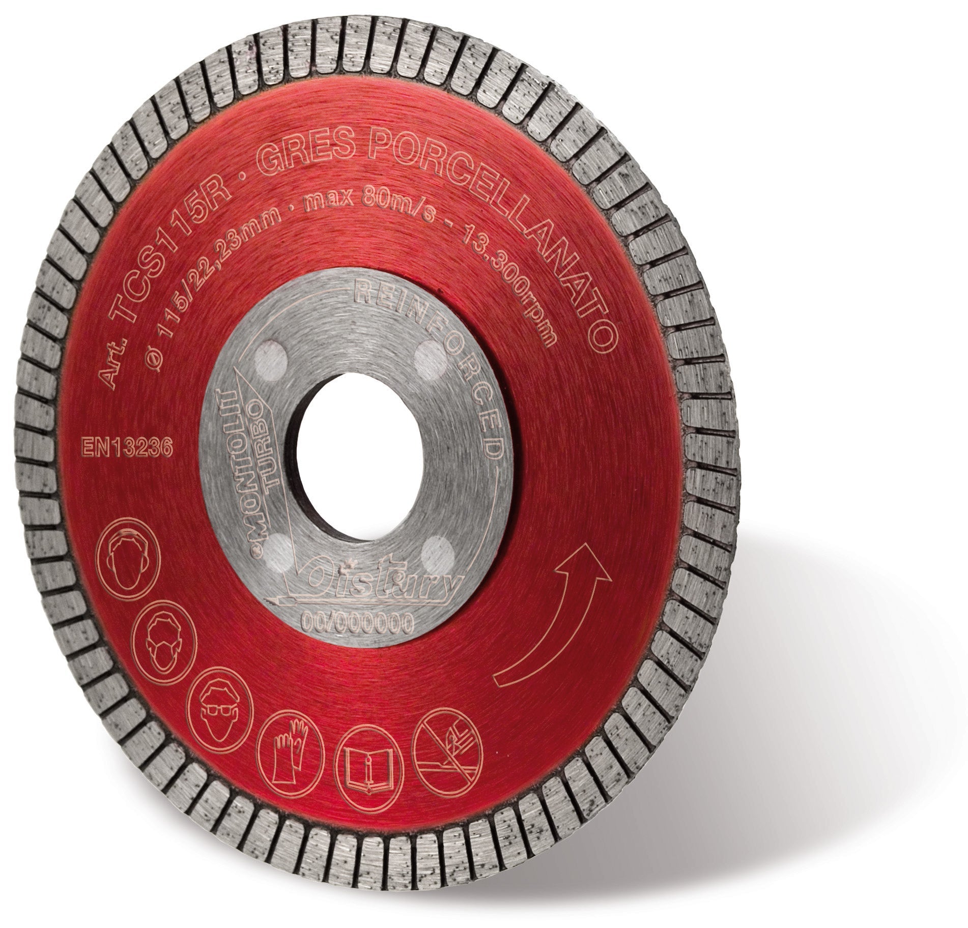 Montolit - TURBO Lame diamantée Red Line pour coupe à l'eau et à sec 4 1/2"