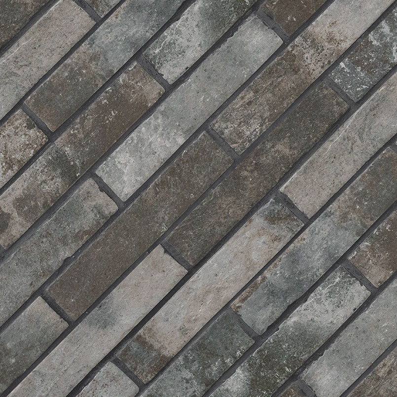 MSI Surfaces Tuiles de céramique - Brickstone Charcoal Mat 2" x 10" - Ceramed