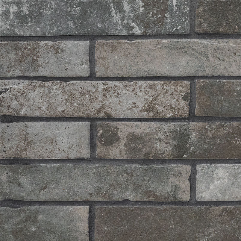MSI Surfaces Tuiles de céramique - Brickstone Charcoal Mat 2" x 10" - Ceramed