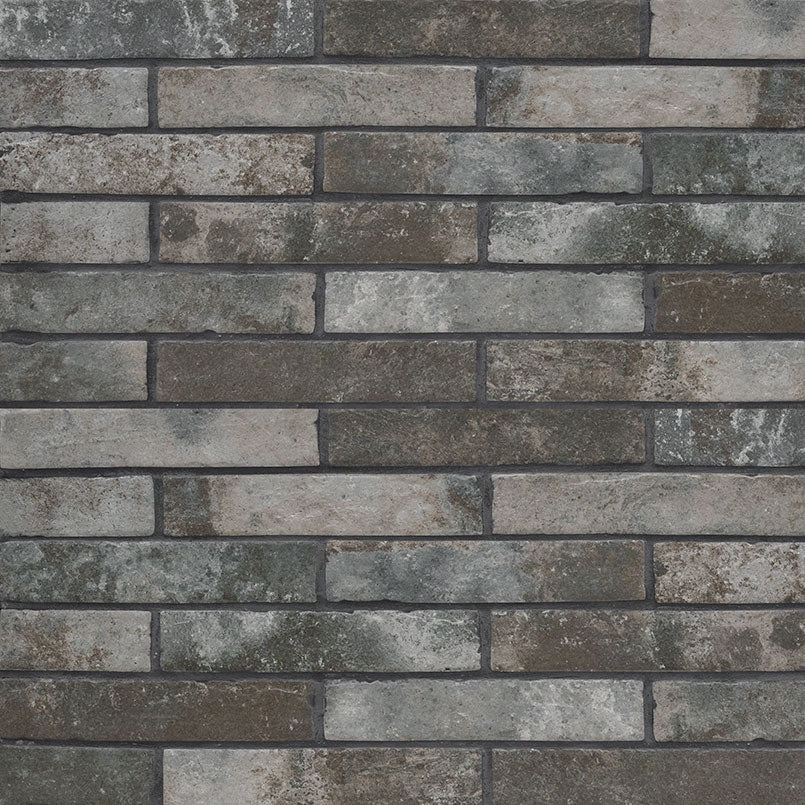 MSI Surfaces Tuiles de céramique - Brickstone Charcoal Mat 2" x 10" - Ceramed