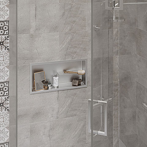 Nautika - 12"x24" - Niche Avec Demi Tablette Noir ||N1224TDB - Ceramed