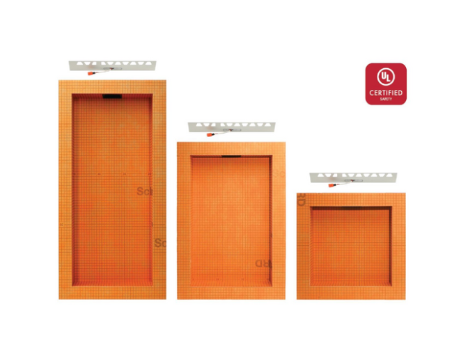 12" x 28" - Schluter KERDI-BOARD-SNLT Niche de douche préfabriqué avec tablette et éclairage à DEL LIPROTEC ||KB12SNLT3WW