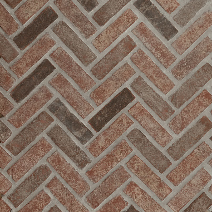 MSI Surfaces Reclaimed Clay Brick – Noble Red Herringbone – 2.25" x 7.5"