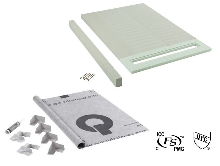 Oatey - Kit de receveur de douche incliné Kit ShowerLine QucikDrain avec bordure préformée de 60" - 48" x 64"