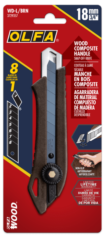 Olfa - Couteau utilitaire de verrouillage à cliquet composite WD-L en bois WD-L 18 mm||3729357 - Ceramed