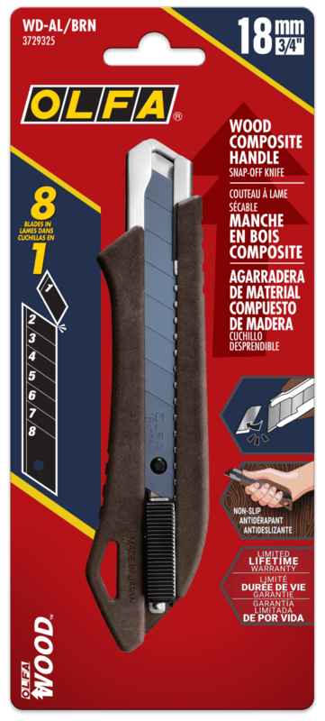 Olfa - Couteau utilitaire de verrouillage automatique composite en bois WD-Al 18 mm ||3729325 - Ceramed