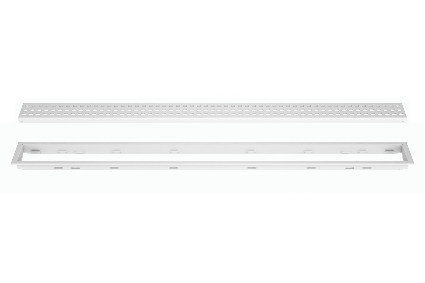 Schluter - KERDI-LINE - Drain linéaire encastré avec desing de grille Square - acier inoxydable (V4) texturé Blanc Mat 3/4" x 47-1/4" ||KL1B19MBW120