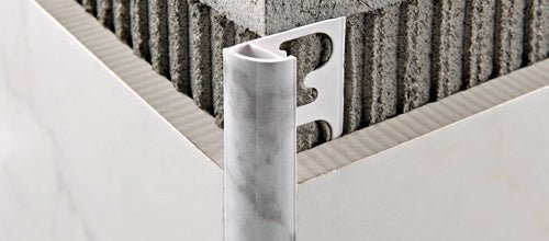Progress Profiles - Moulure décorative pour bordure de céramique Projolly Marbre blanc carrera (12.5 mm) 1/2" x 8' 10-5/16"