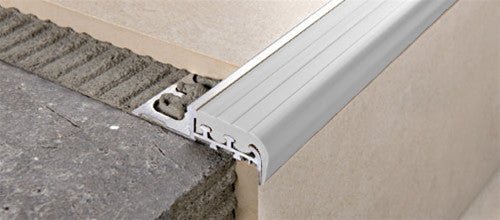 Progress Profiles - Profilé pour marche Prostair aluminium naturel avec insert en résine de vinyle/caoutchouc Gris 8 mm