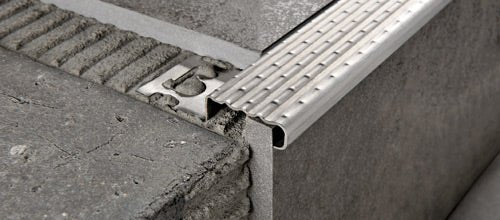 Progress Profiles - Profilé pour marche Prostair avec film protecteur acier inoxydable satiné 10 mm