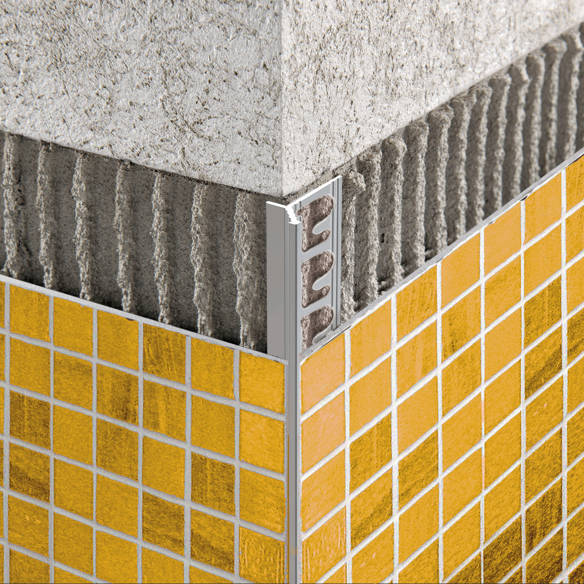 Progress Profiles - Moulure décorative pour bordure de céramique Prokerlam Line aluminium poli chrome (10 mm) 3/8" x 8' 10-5/16"