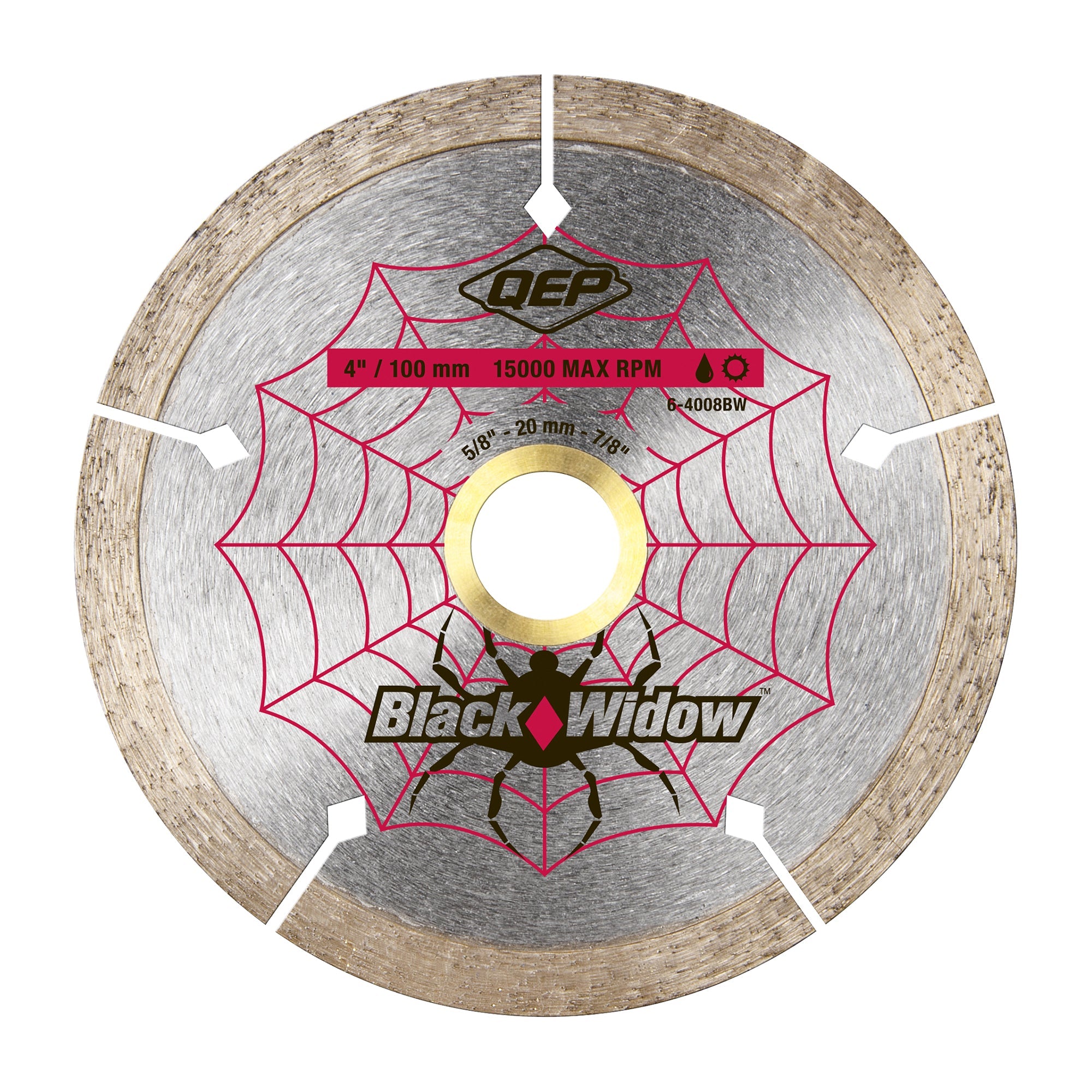 QEP - 4" Black Widow Premium, lame de scie diamantée à bord fin, humide/sèche