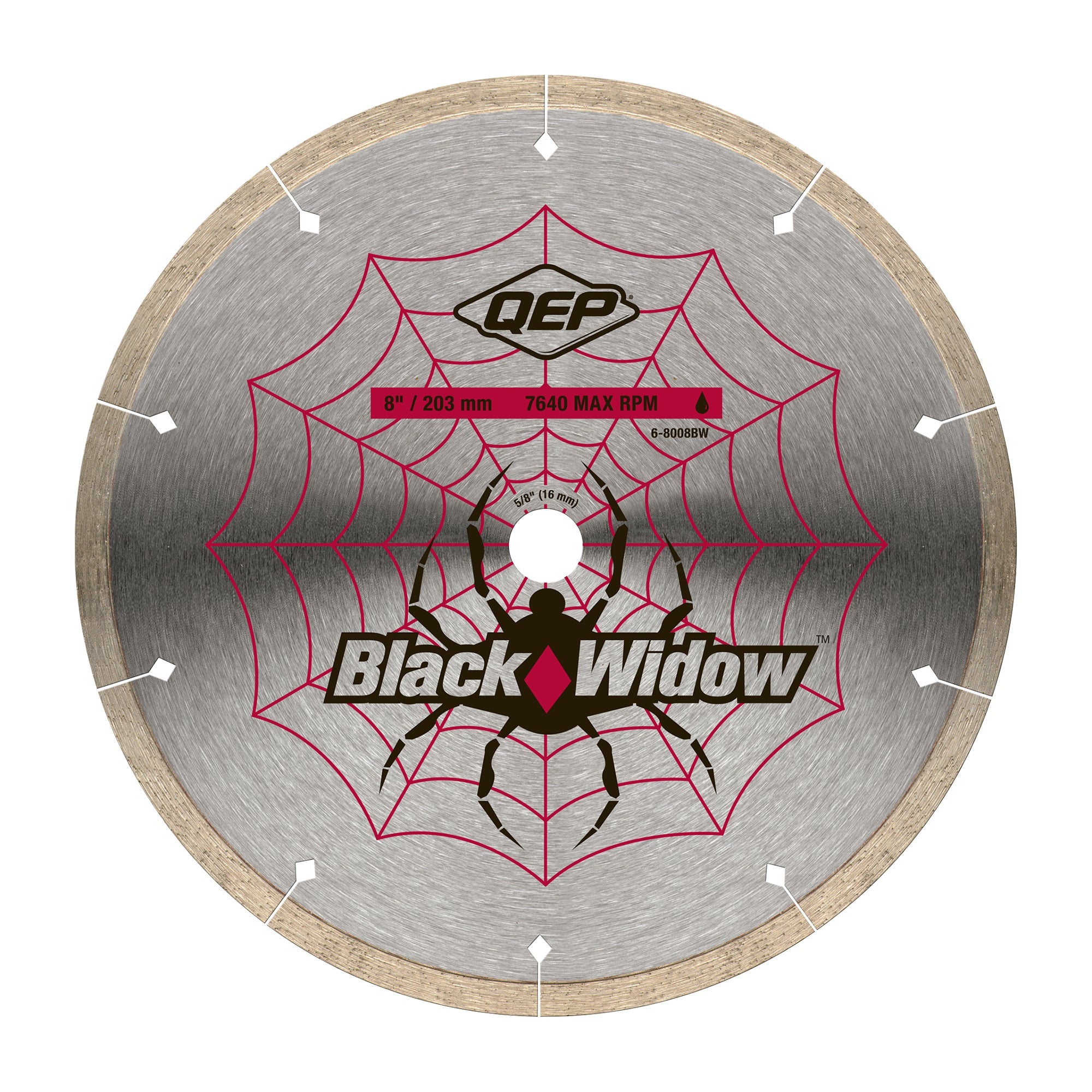 QEP - 8" Black Widow Premium, lame de scie diamantée à bord fin pour les coupes humides
